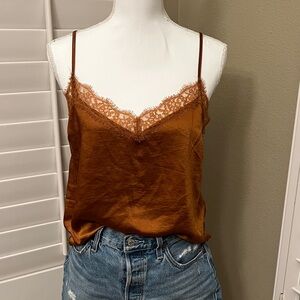 Forever 21 Satin Lace Cami Top - Brown